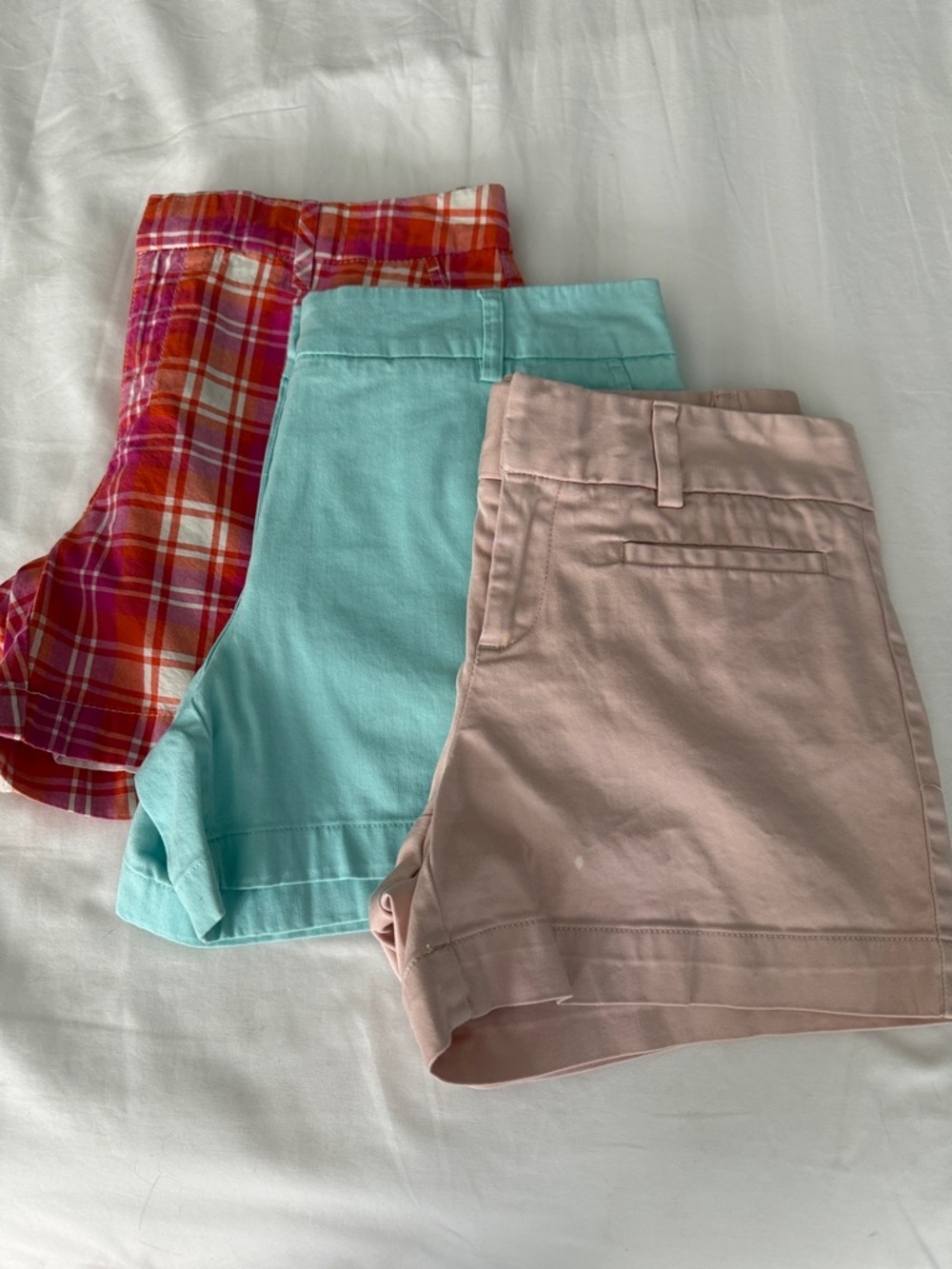 3 Pack Women’s Bermuda Shorts - Blush pink, Aqua & Multi Plaid